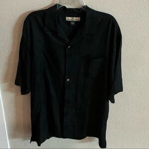 Vintage Tommy Bahama Men's Black Silk Button Down Shirt- Size Medium